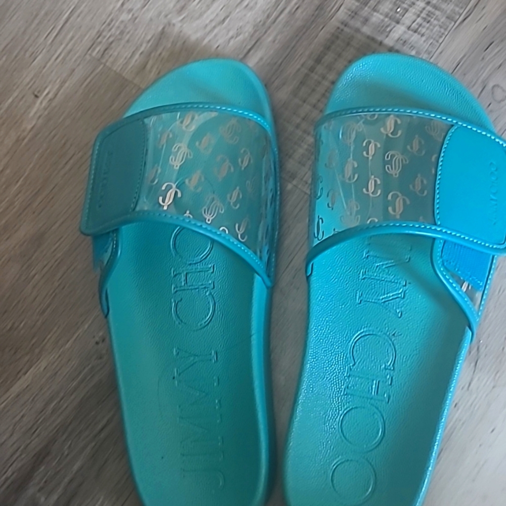 Jimmy Choo Slides blue 2023 version designer worn lightly
